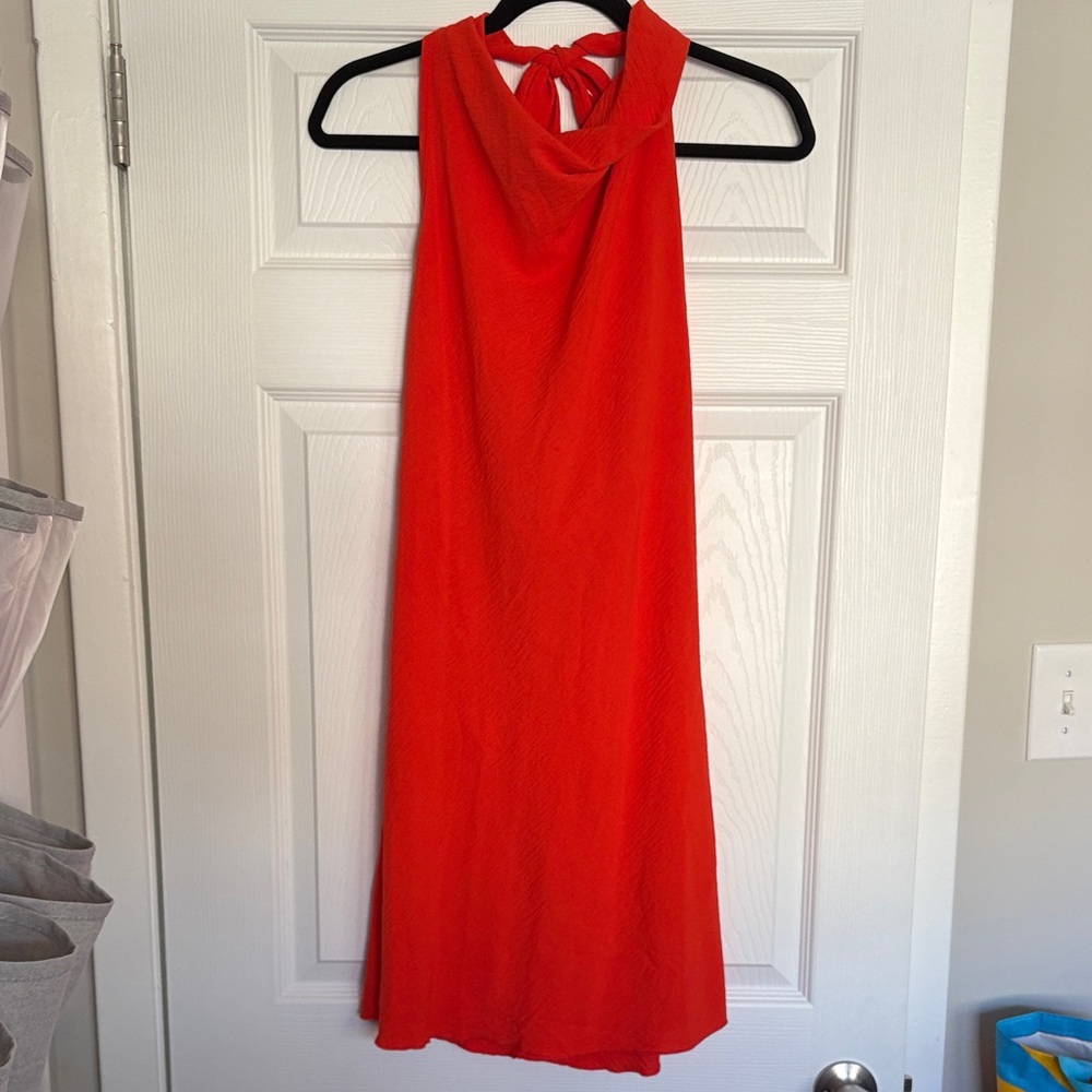 Elegant Orange Halter Dress